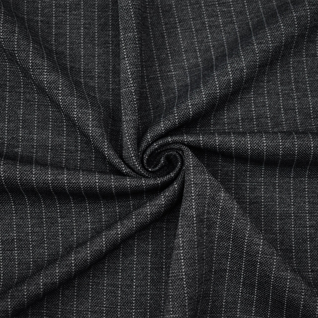 Gray-Black Poly-Wool Stripe Texture Stretch Knit Jacketing Fabric By the Yard